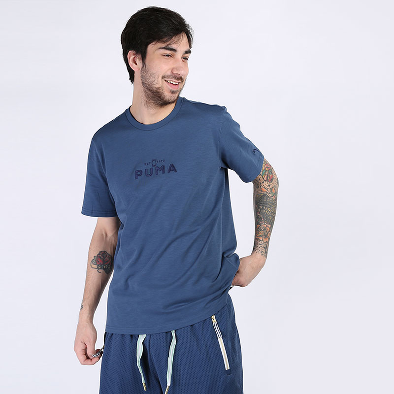 мужская синяя футболка PUMA Pull Up SS Tee 59874002 - цена, описание, фото 1